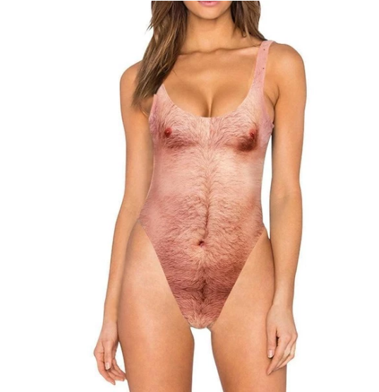 DCross border New European And American Ladiesskin Chest Hair One piece Swimsuit Color Bikini Bikini Swimsuit Chest Hair M - Shop at LoveMi