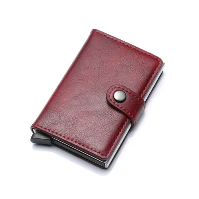 RFID Anti-theft Men Vintage Wallet Aluminum Metal Purse Leather