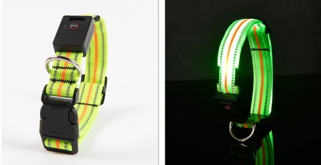 Fiber Optic Waterproof Magnetic Charging Pet Collar Green - Shop at LoveMi