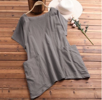 Large pocket cotton and linen dress