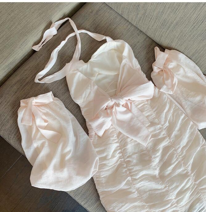 OKMA Halter Dress Tie Wrinkles