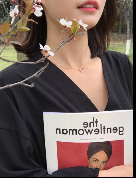 Micro-inlaid zircon small circle mini necklace