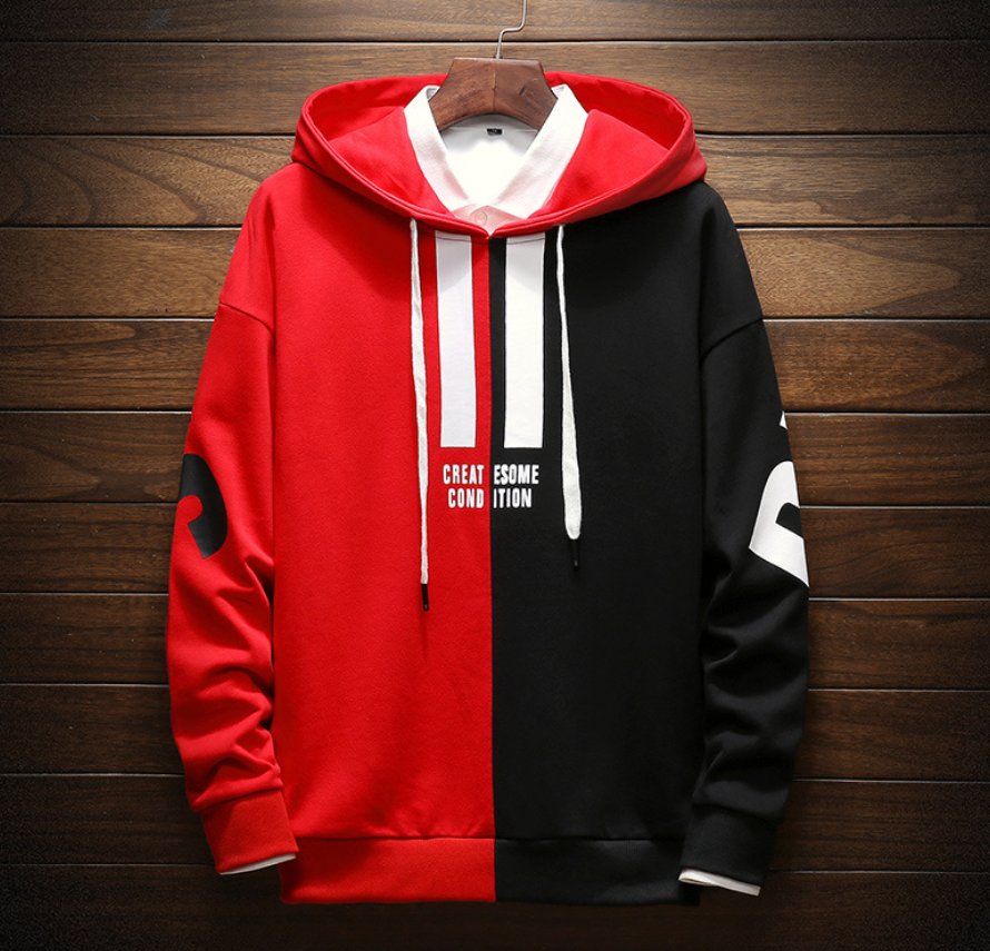 Round neck hooded pullover sweater