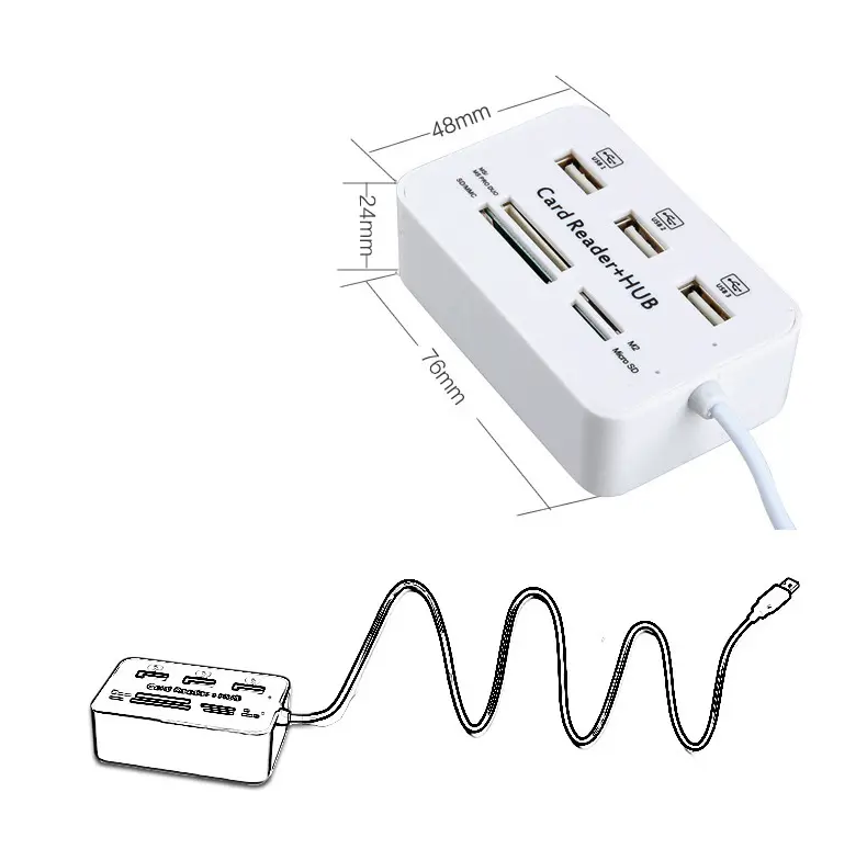 USB 2.0 HUB Multi-Card Reader