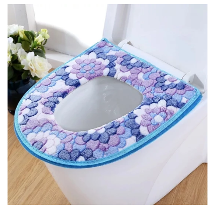 Plush hook-and-loop toilet seat