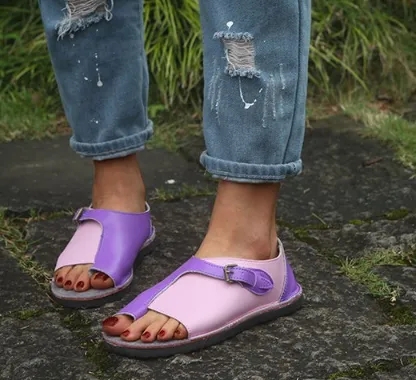 Toe colorblock flat sandals Violet 43 - Shop at LoveMi