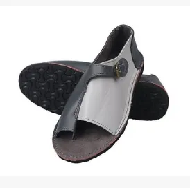Toe colorblock flat sandals - Gray