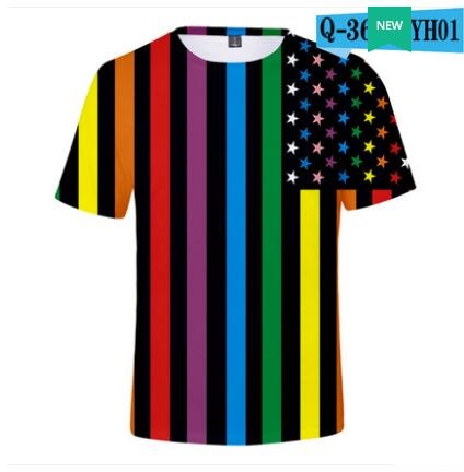 Rainbow gay couple with short-sleeved T-shirt