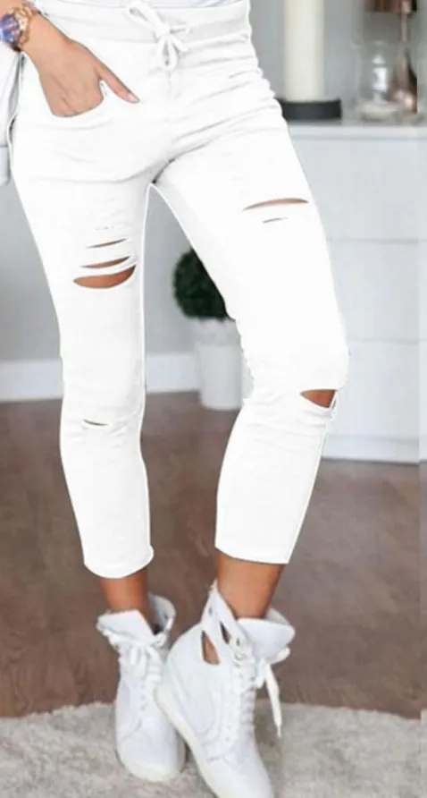 Casual pants nine pants White - Shop at LoveMi