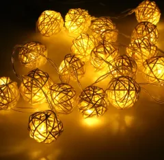 Rattan Ball LED Lights - Warm White Light - View 1