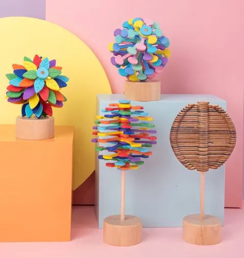 Solid Wooden Rotating Lollipop Fischer Series Creative Ornaments Decompression