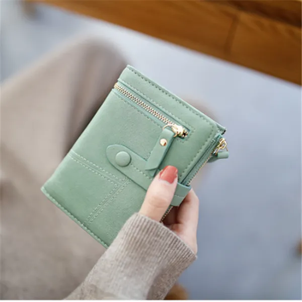 Zipper buckle 2 fold clutch Green - Shop at LoveMi