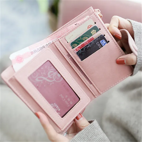 Zipper buckle 2 fold clutch Pink - Shop at LoveMi