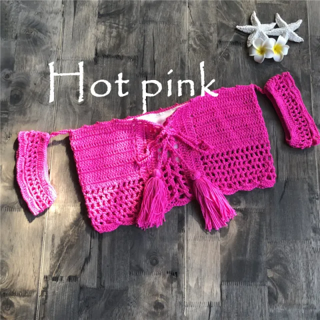 Hand hook hippie bikini wrapped chest Europe and America beach swimsuit yoga underwear Pink - Shop at LoveMi