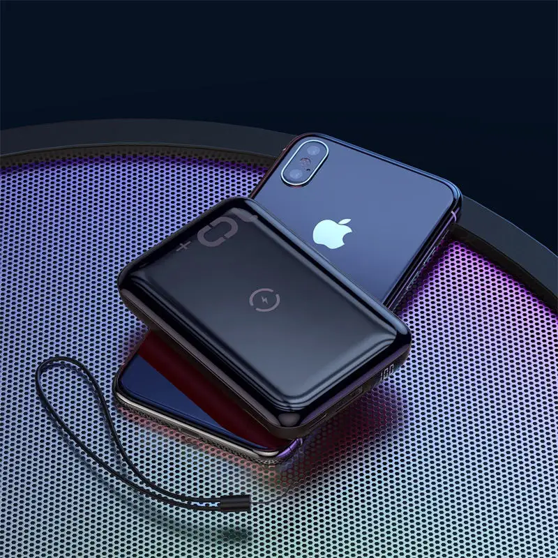 Small Square Wireless Fast Charge Mobile Power LED Digital