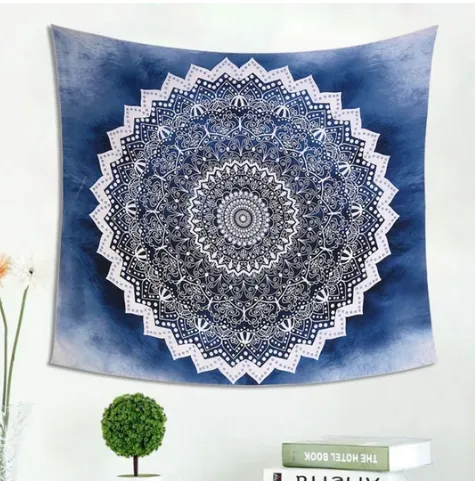Cool Blue Mandala Tapestry - 200×150Cm