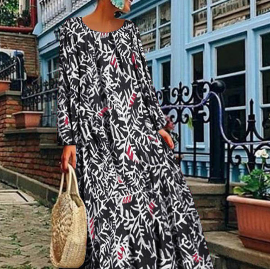 Printed long sleeve casual dress
