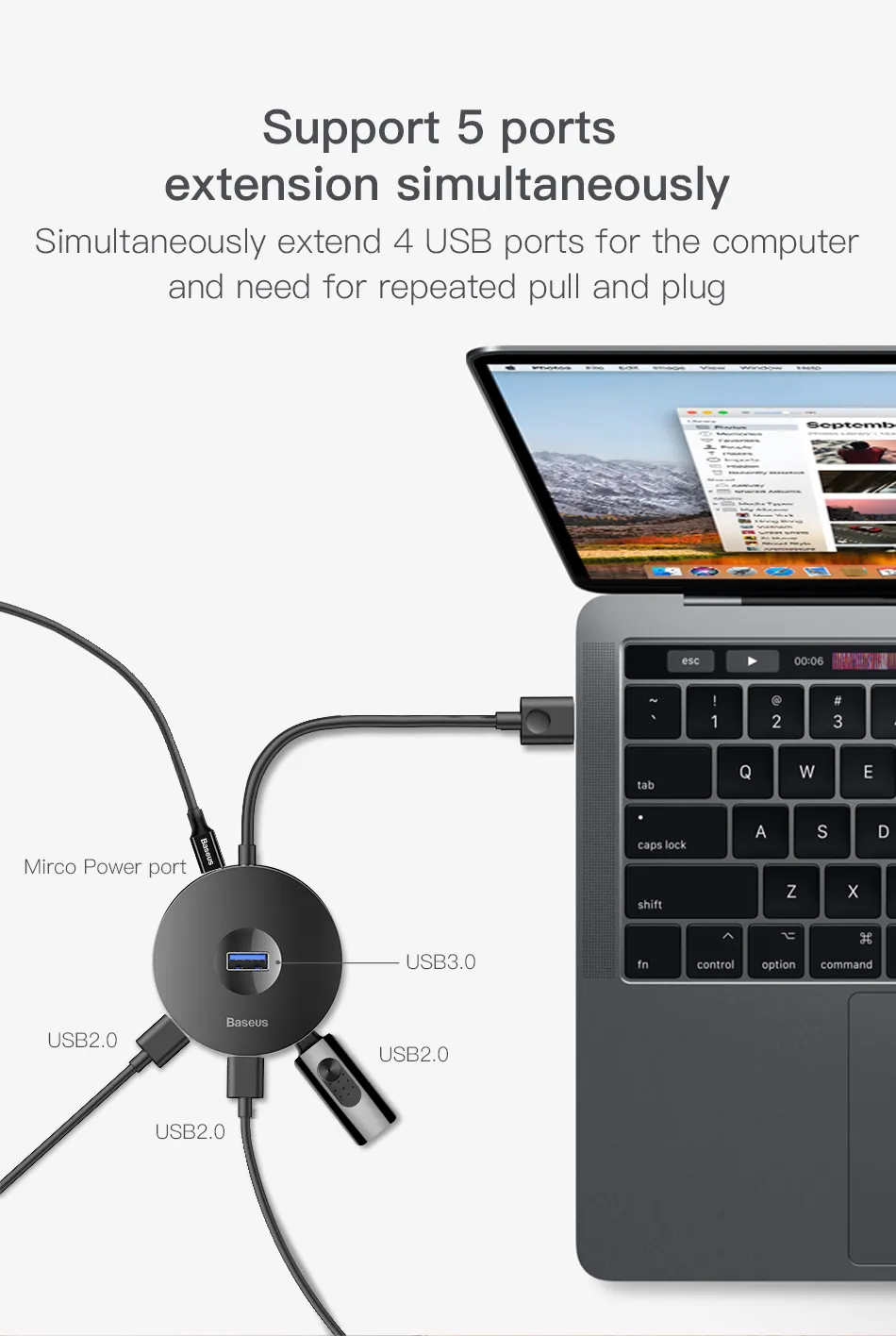 hub notebook usb adapter hub round box – image 3