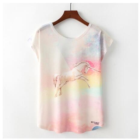 Novelty women's T-shirt cute cat print T-shirt