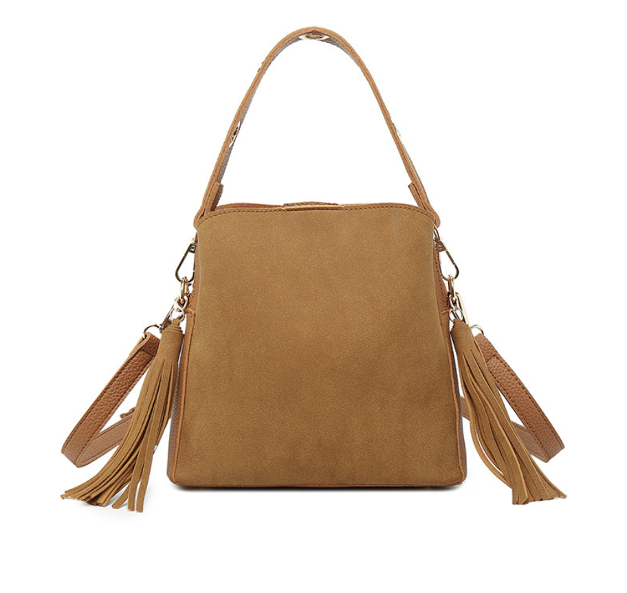 Crossbody bucket sanding leather (Brown)