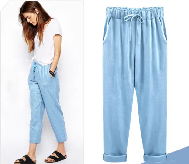Cotton and linen cropped trousers