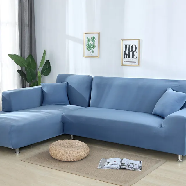 Tight Wrap Sofa Cover Elastic Sofa Cover with L Style Piece Corner Sofa Gray Blue - Shop at LoveMi