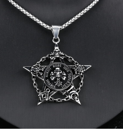 Double-sided enamel five-pointed star necklace