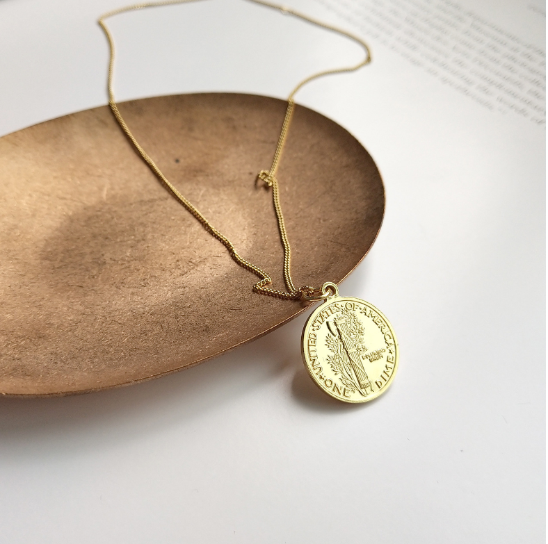 925 gold coin necklace