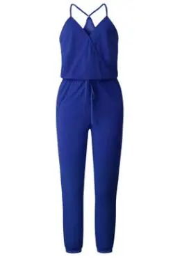 Sling V neck pocket women's jumpsuit Royal Blue - Shop at LoveMi