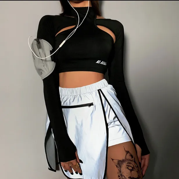 Reflective slit skirt - Silver