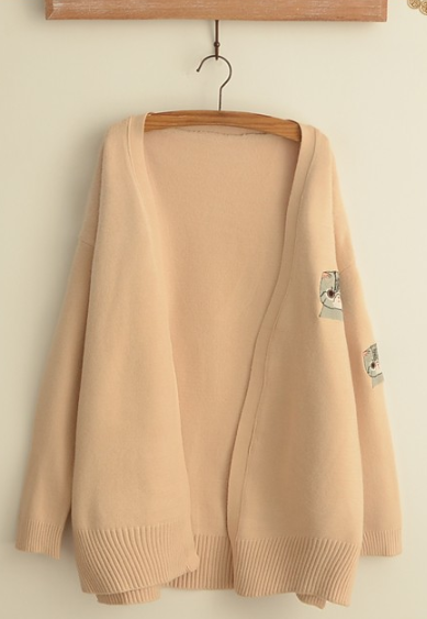 Cartoon kitten cat embroidery V-neck knitting