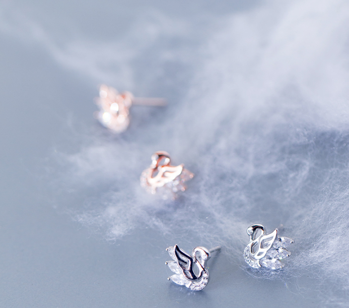 Diamond swan earrings