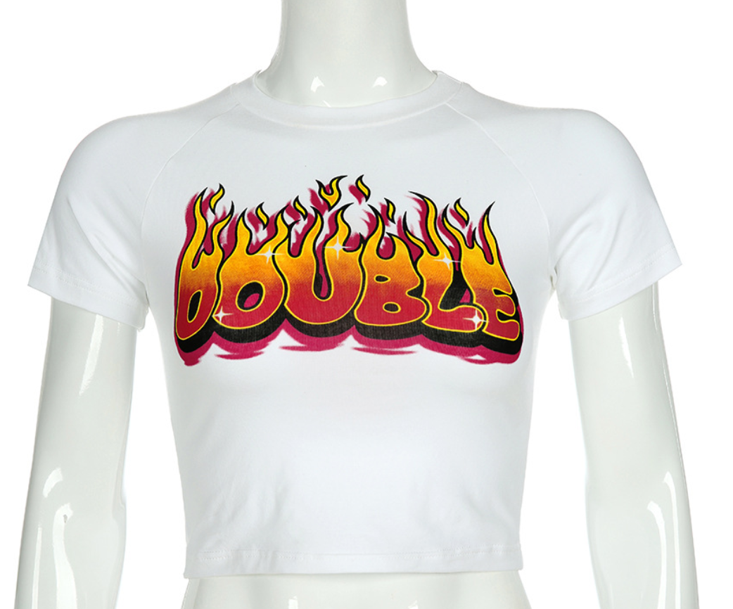 T-shirt flame letter print