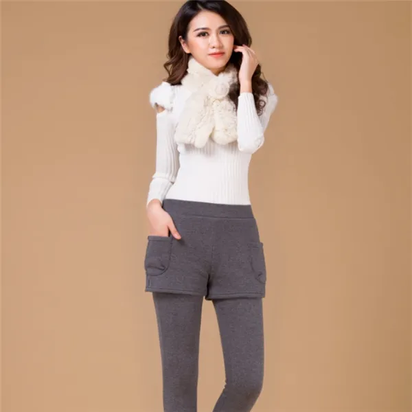 Fake two piece leggings Grey - Shop at LoveMi