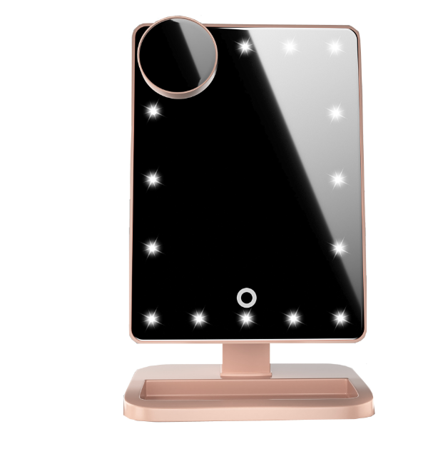 Touch Screen Makeup Mirror With 20 LED Light Bluetooth Music Speaker 10X Magnify - Picture 8 of 9