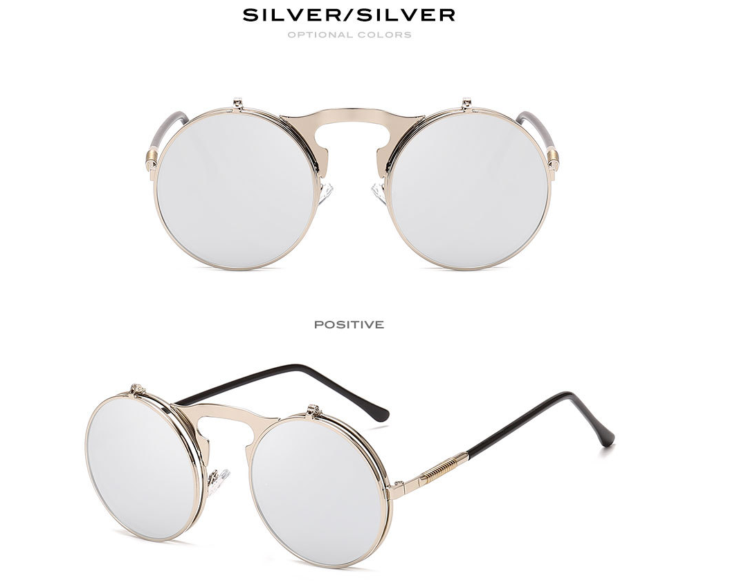 Fashion Round Frame Flip Senior Sunglasses - Image 14