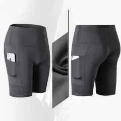 High waist yoga shorts fitness shorts - Grey - View 1