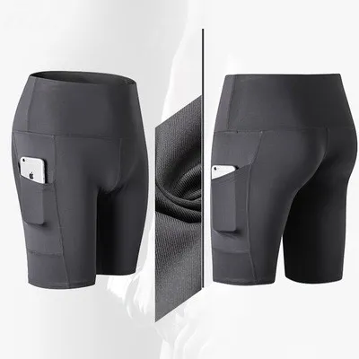 High waist yoga shorts fitness shorts Gray - Shop at LoveMi