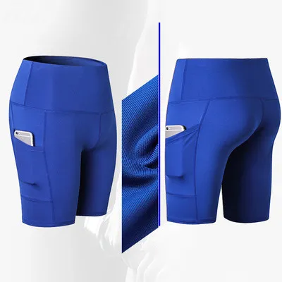High waist yoga shorts fitness shorts Blue - Shop at LoveMi