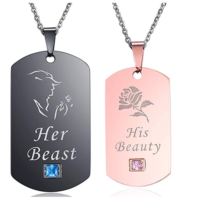 Titanium steel couple necklace