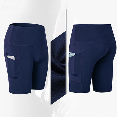 High waist yoga shorts fitness shorts Tibetan Blue - Shop at LoveMi