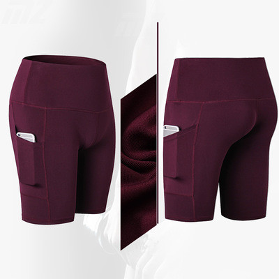 High waist yoga shorts fitness shorts Claret L - Shop at LoveMi