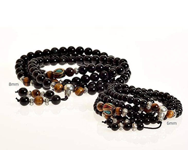 Obsidian couple beads bracelet