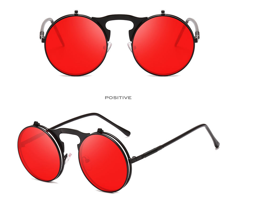 Fashion Round Frame Flip Senior Sunglasses - Image 11