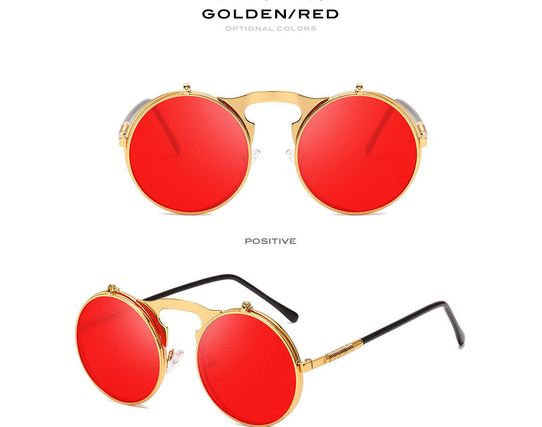 Fashion Round Frame Flip Senior Sunglasses - Image 13