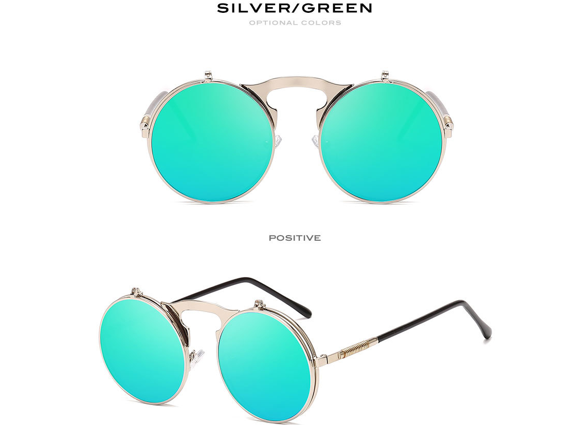 Fashion Round Frame Flip Senior Sunglasses - Image 7