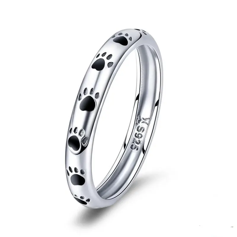 Ring with Engraved Puppy Footprints Kisses