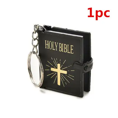 Mini English HOLY BIBLE Key Chains Real Paper Readable Bible Christian Keyrings