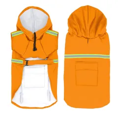 Waterproof Reflective Dog Raincoat - Orange - View 1