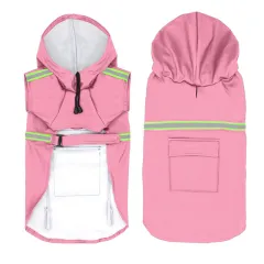 Waterproof Reflective Dog Raincoat - Pink - View 1